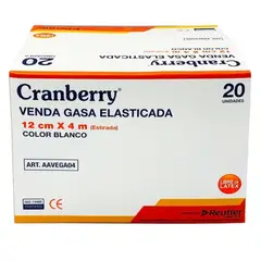 CRANBERRY - Venda Gasa Elasticada Blanca 12 Cm X 4 Mts - Caja X20 Unid