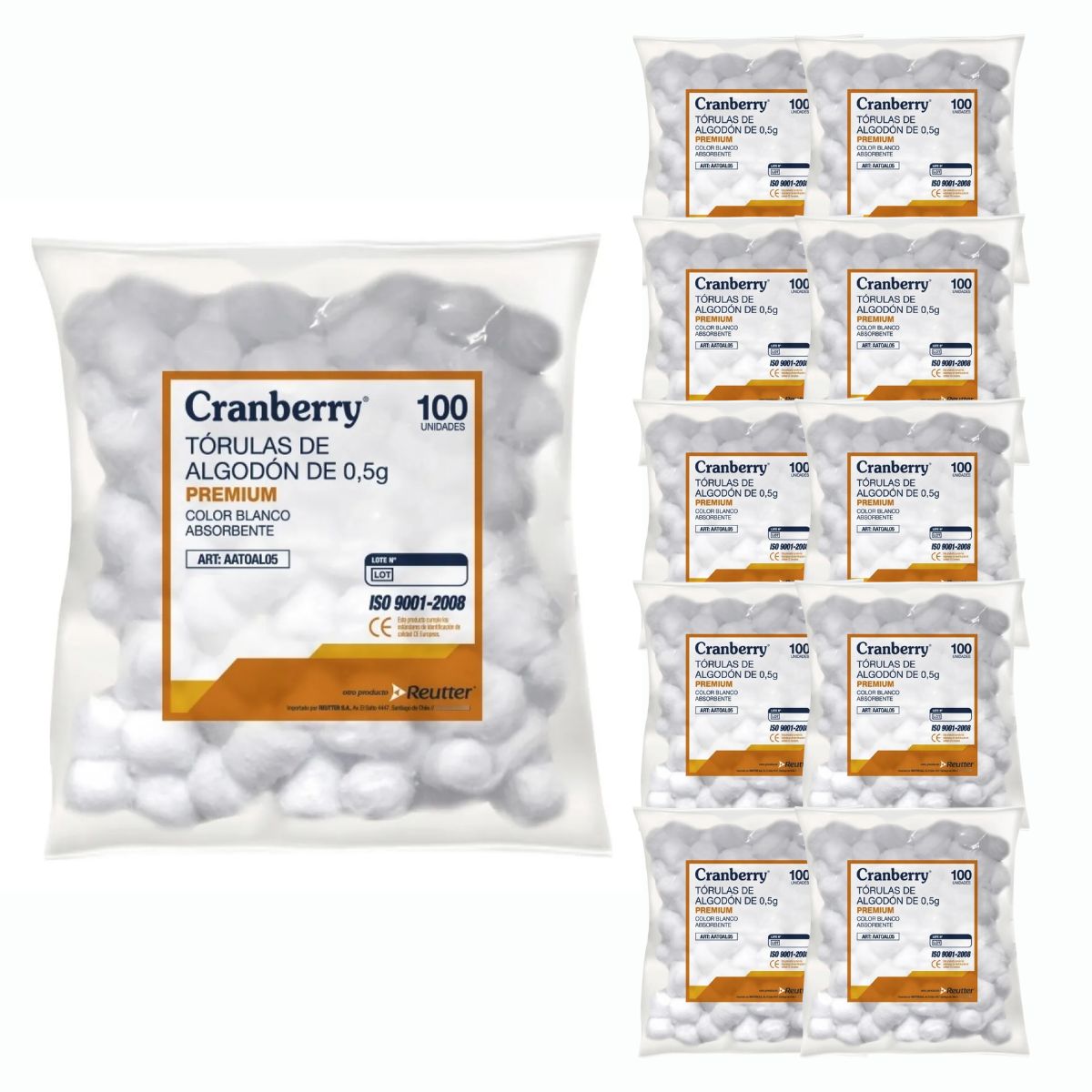 CRANBERRY - Pack 1000 Tórulas De Algodón Cranberry 05g