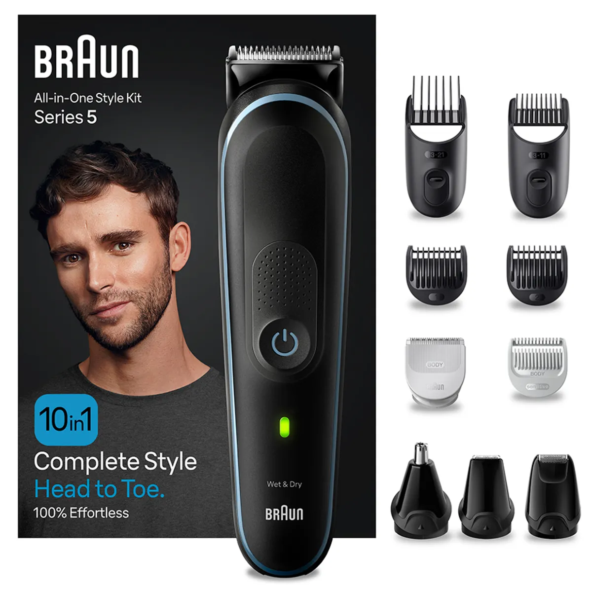 BRAUN - Cortapelos 10 En 1 Braun Serie 5 Wet&Dry Cara y Cuerpo