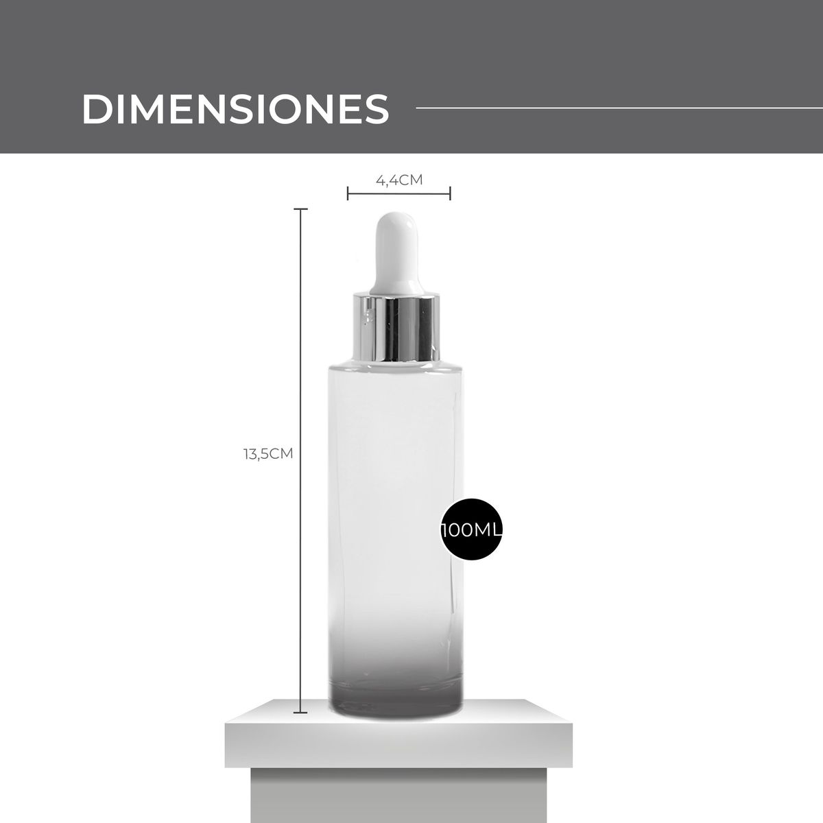 GENERICO - Set 12 Frasco Esencia Pipeta Gotero Goma Tapa Plateada 100ml