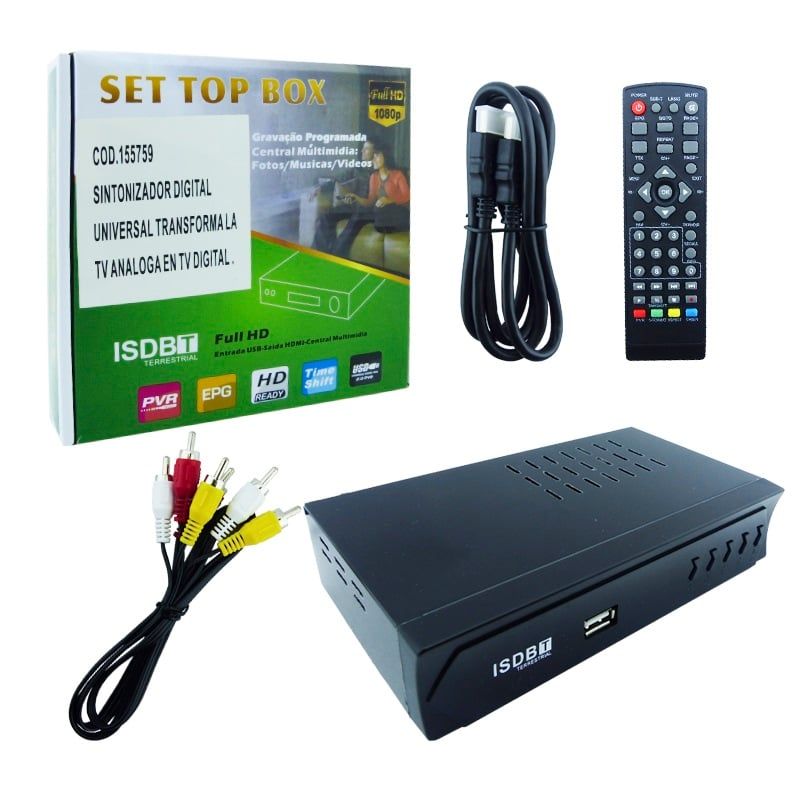 GENERICO - Sintonizador Digital para TV Analógica con Control Remoto Full HD1080p