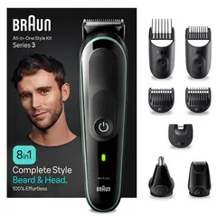 BRAUN - Cortapelos 8 en 1 Serie 3 Wet&Dry Cara y Cuerpo