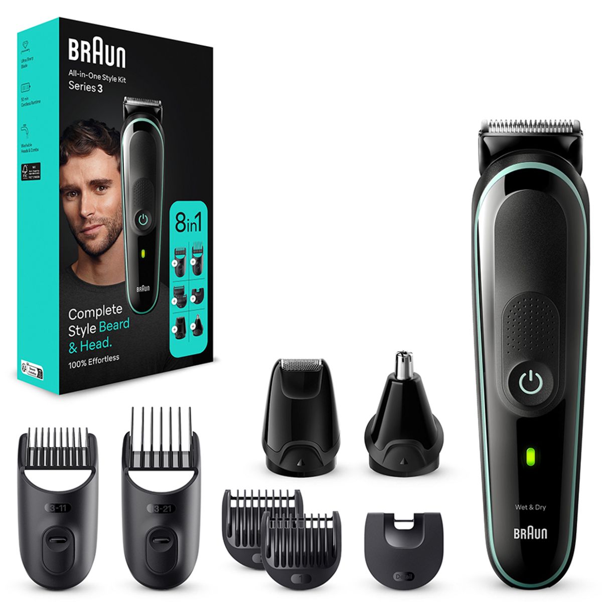 BRAUN - Cortapelos 8 en 1 Braun 5514 Serie 3 Wet&Dry Cara Cuerpo