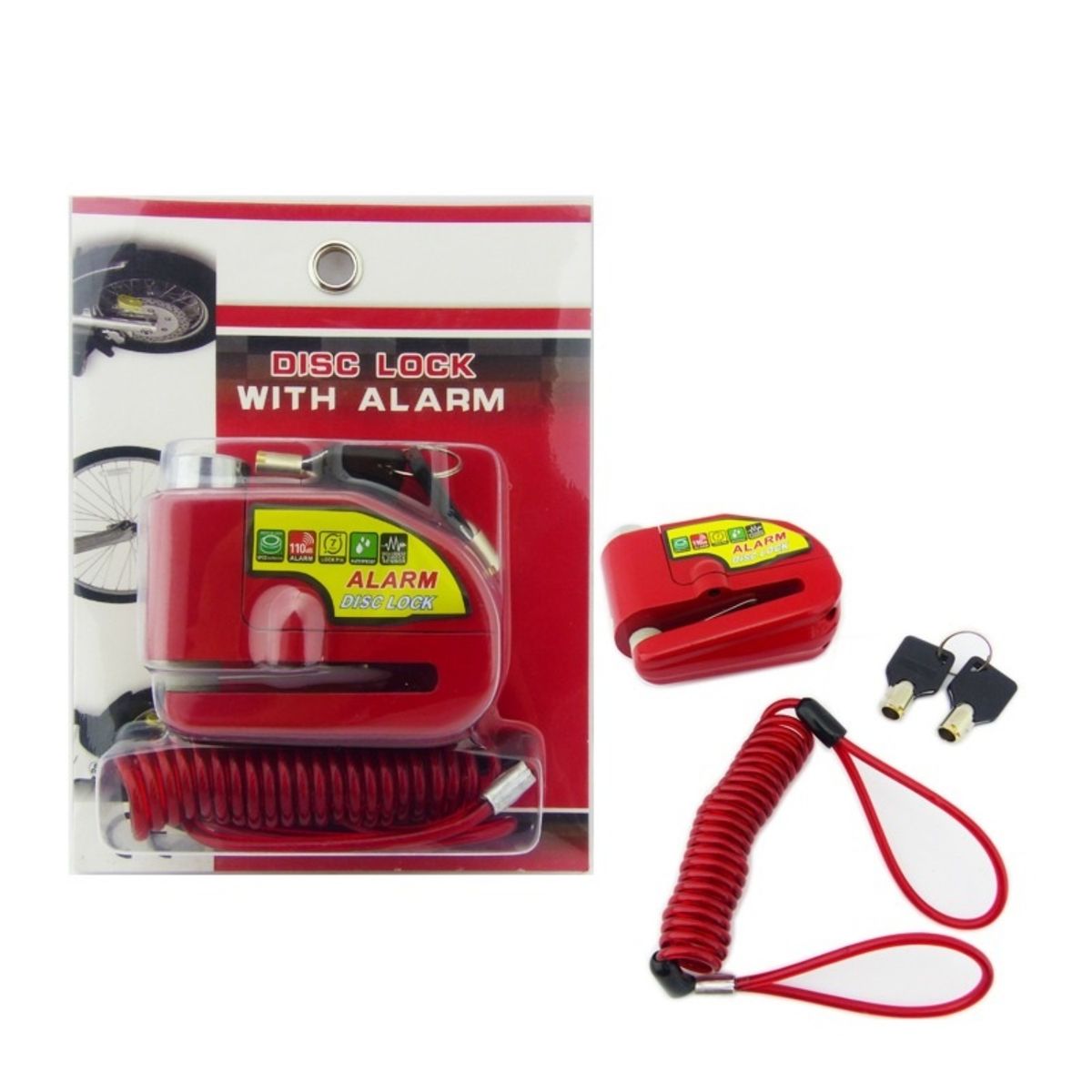 OEM - CANDADO PARA FRENO DISCO CON ALARMA CON PIOLA