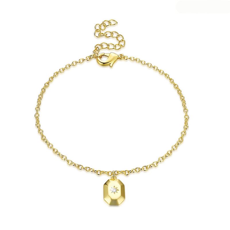 VANE COLLECTION - Pulsera mujer cadena fina fantasía baño oro hexágono estrella circón
