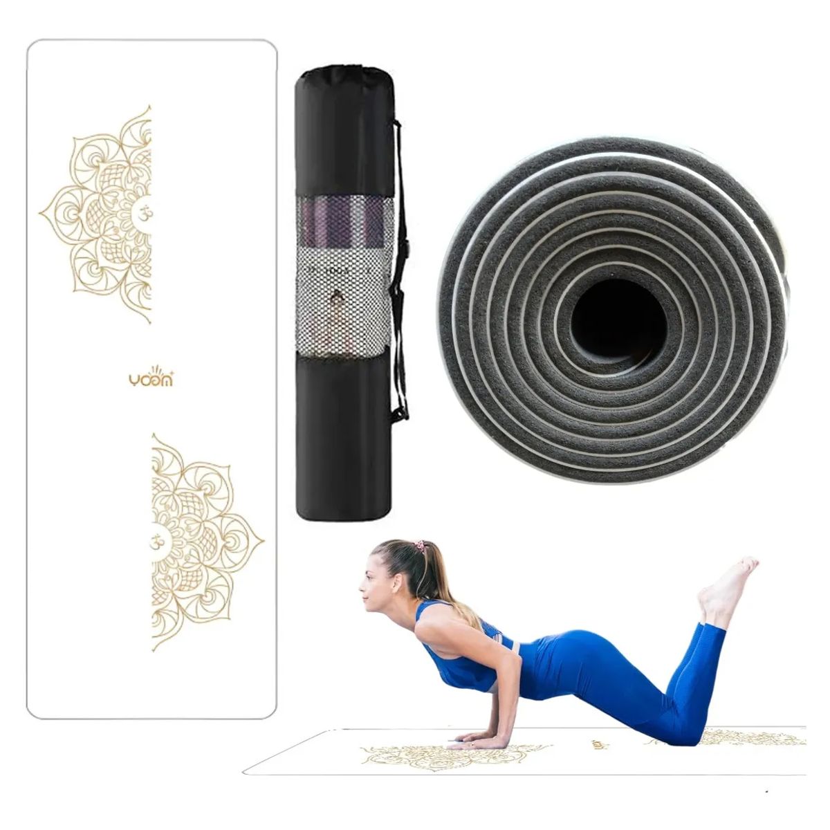 GENERICO - Mat Yoga Caucho Natural Para Ejercicios 5mm - Funda-Blanco