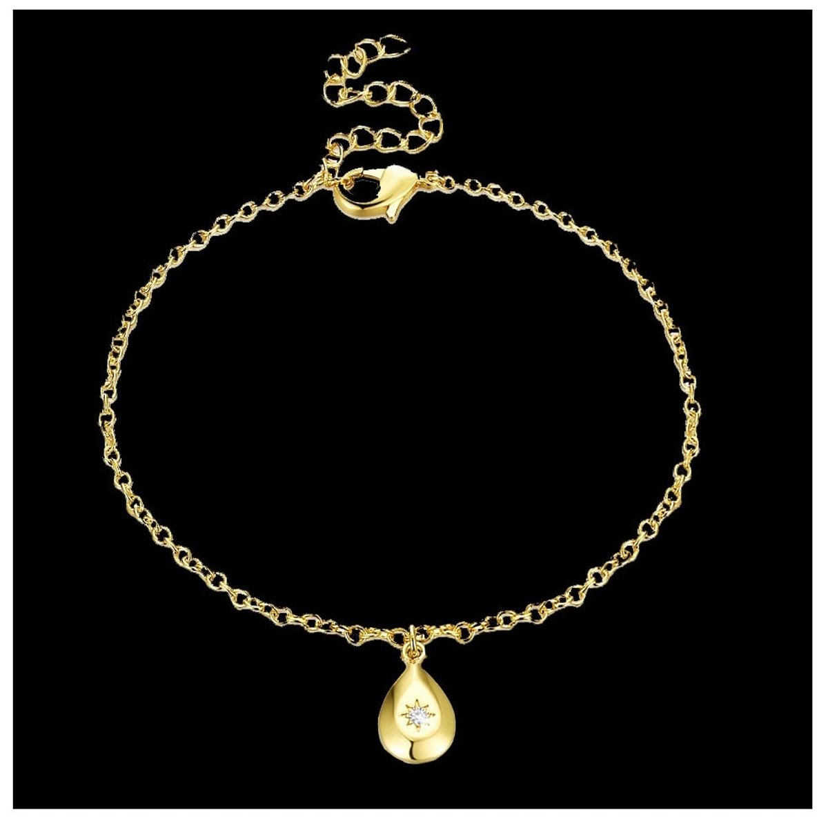 VANE COLLECTION - Pulsera para mujer cadena en fantasía fina con baño de oro lágrima estrella circón