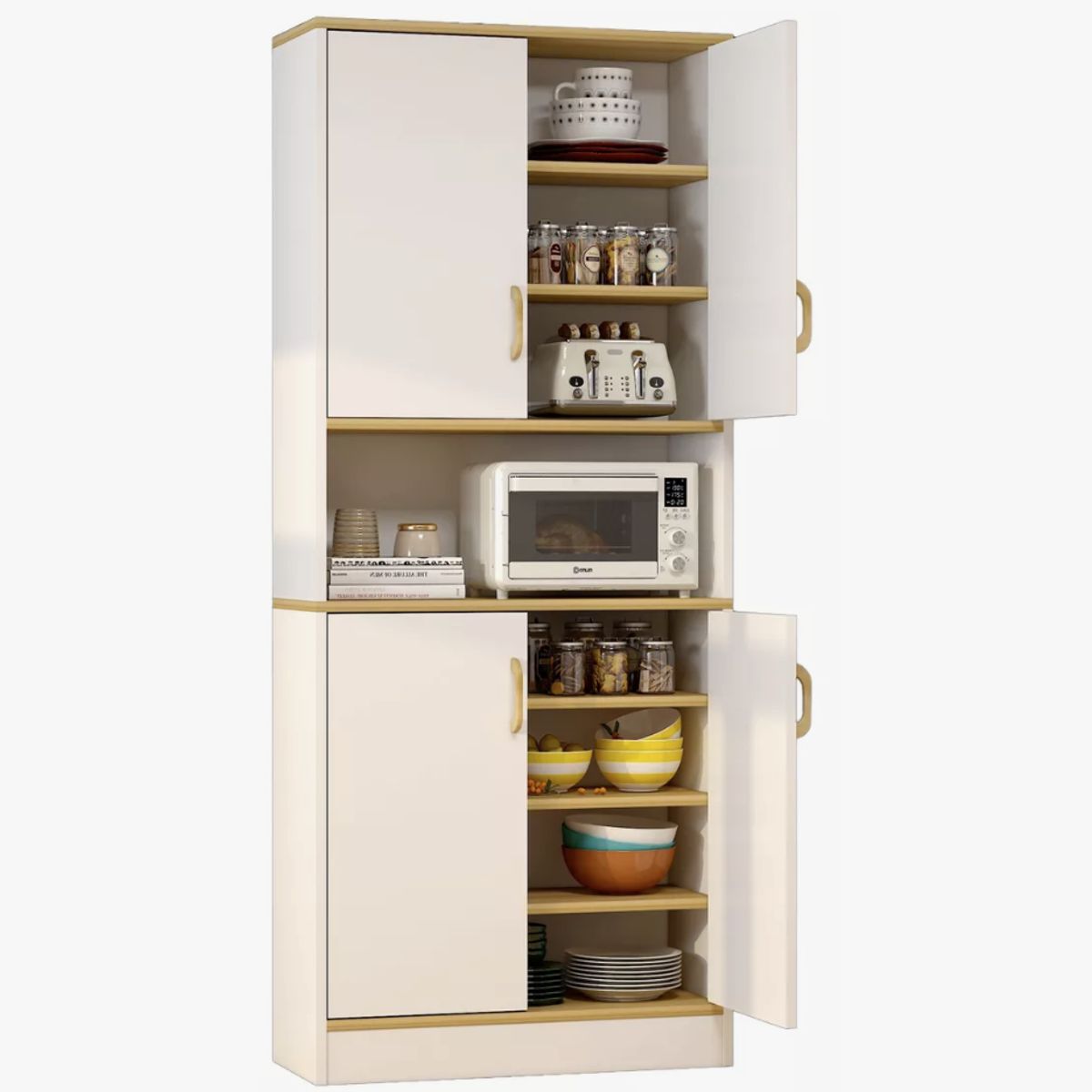 HOMER DESIGN - Mueble De Cocina De Pata Estante Con Vidrio 60x30x183cm