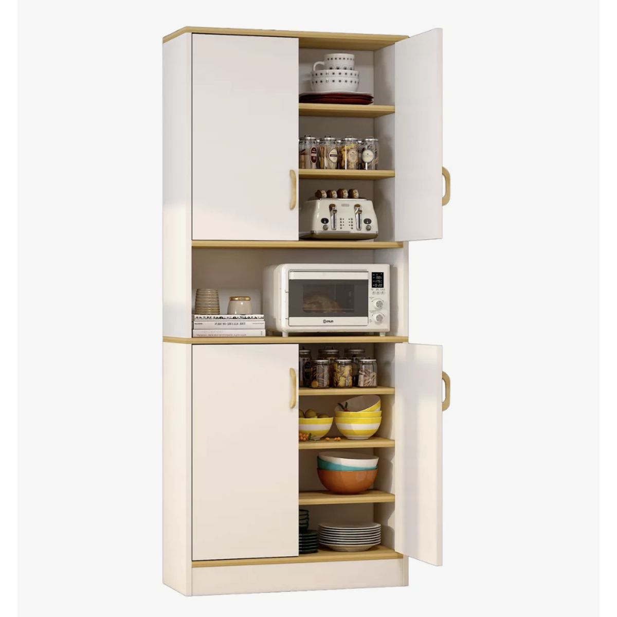 HOMER DESIGN - Mueble De Cocina De Pata Estante Con Vidrio 60x30x183cm