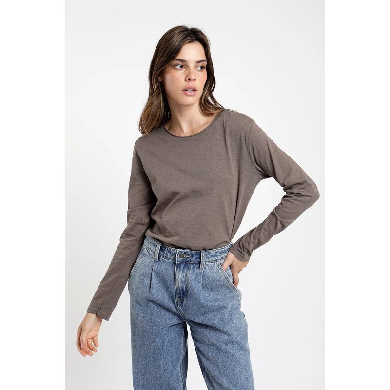 FROENS - Polera manga larga Aurora café - Algodón orgánico Froens