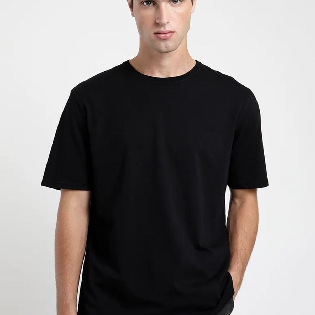 FROENS - Polera manga corta hombre Plain negro algodón orgánico Froens
