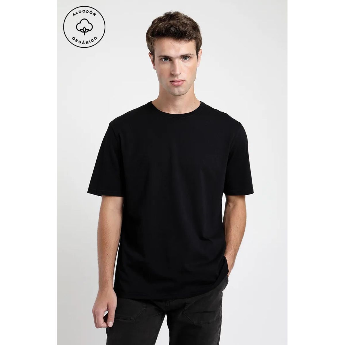 FROENS - Polera manga corta hombre Plain negro algodón orgánico Froens