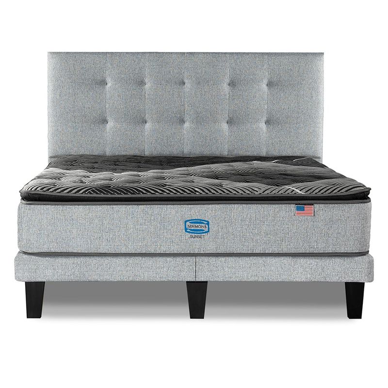 SIMMONS - Cama Europea Sunset 2 Plazas +Respaldo Tignes