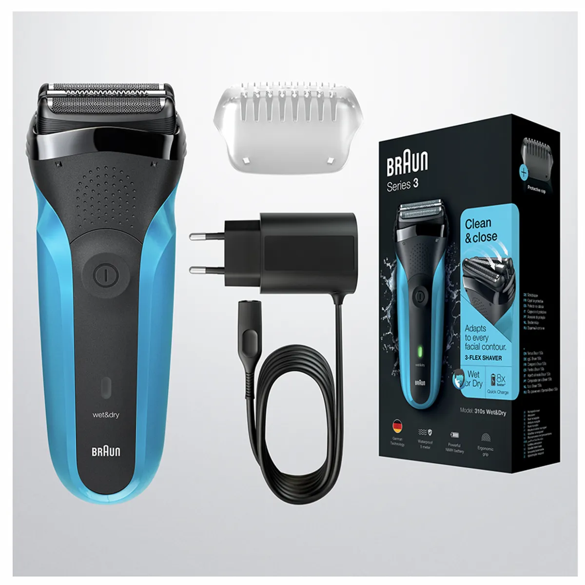 BRAUN - Afeitadora Recargable Braun Serie 3 Blue 310  Wet&Dry