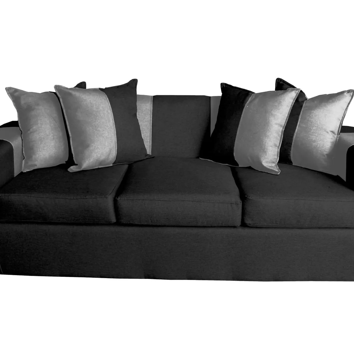 GENERICO - SOFA + 2 PUFF BENJAMIN NEGRO/GRIS