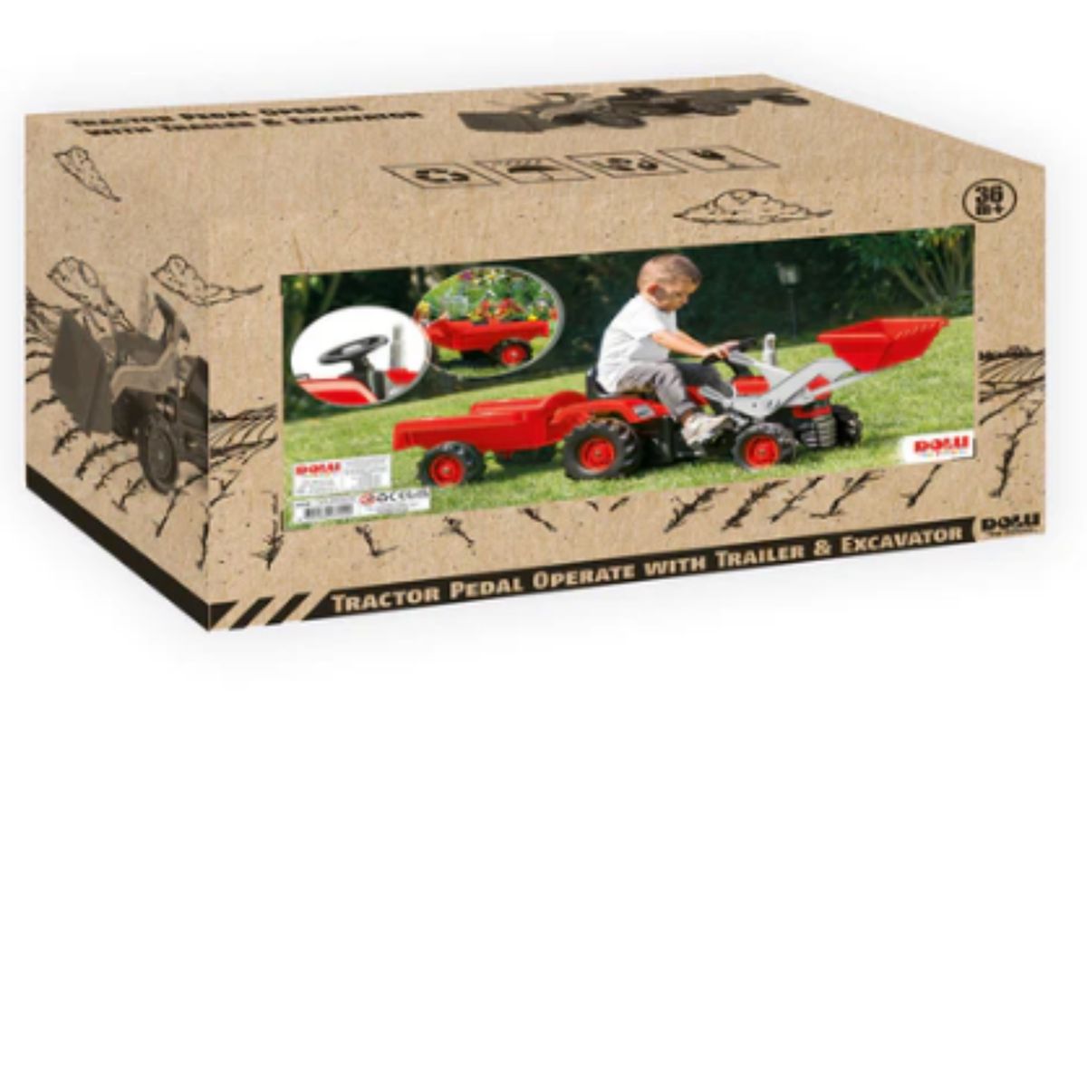 HOBBY MARKET - Tractor a Pedales con Carro Rojo