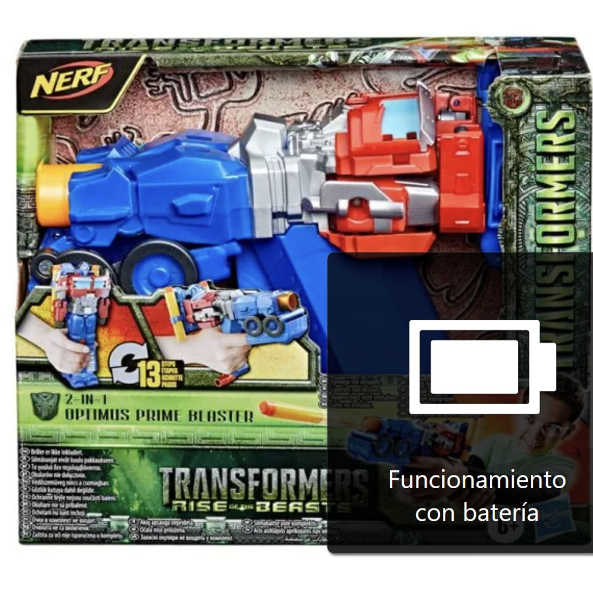 HASBRO - Lanzador Nerf Optimus Prime Blaster 2 En 1 Transformers