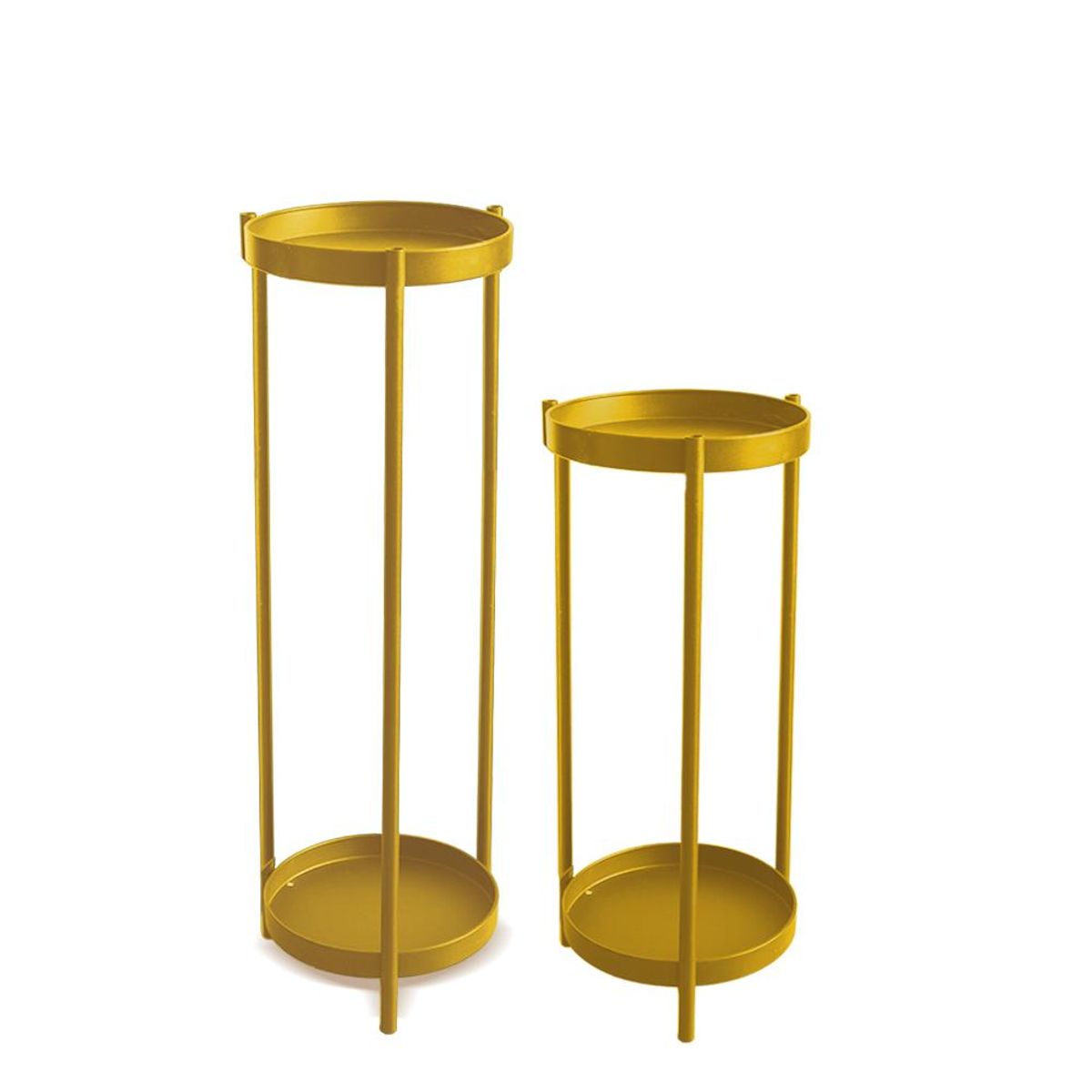 GENERICO - Mesas laterales Set Porta Macetas Maceteros color Dorado