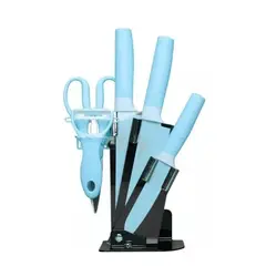 GENERICO - Set De 6 Piezas Inoxidables Cuchillos Tijeras Pelador Azul