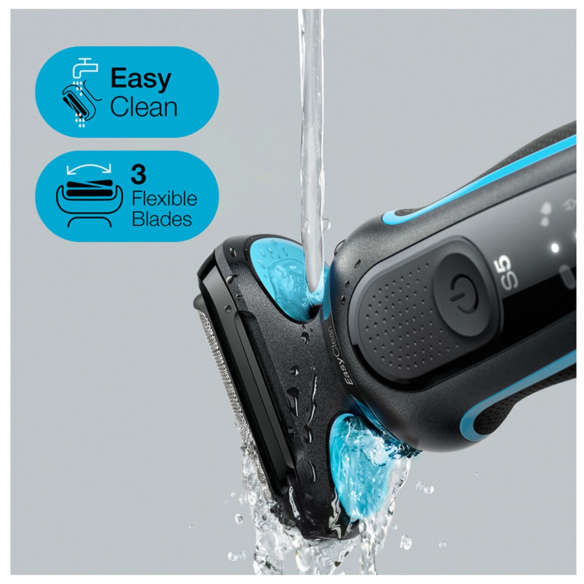 BRAUN - Afeitadora Eléctrica Braun S5 M4500 Wet&Dry Con 3 Accesorios Azul