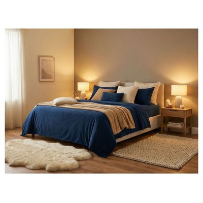 Imagen 2 del producto Juego de Sábanas Polar Unicolor King - Azul Marino