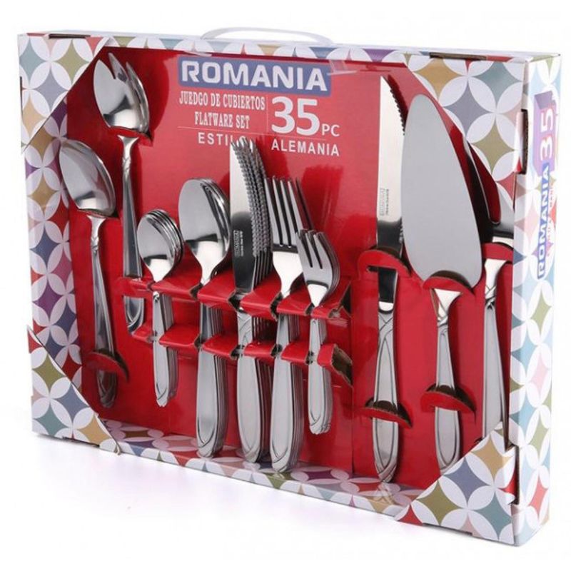 GENERICO - Set 35 Piezas Cubiertos Romania De Acero Inoxidable