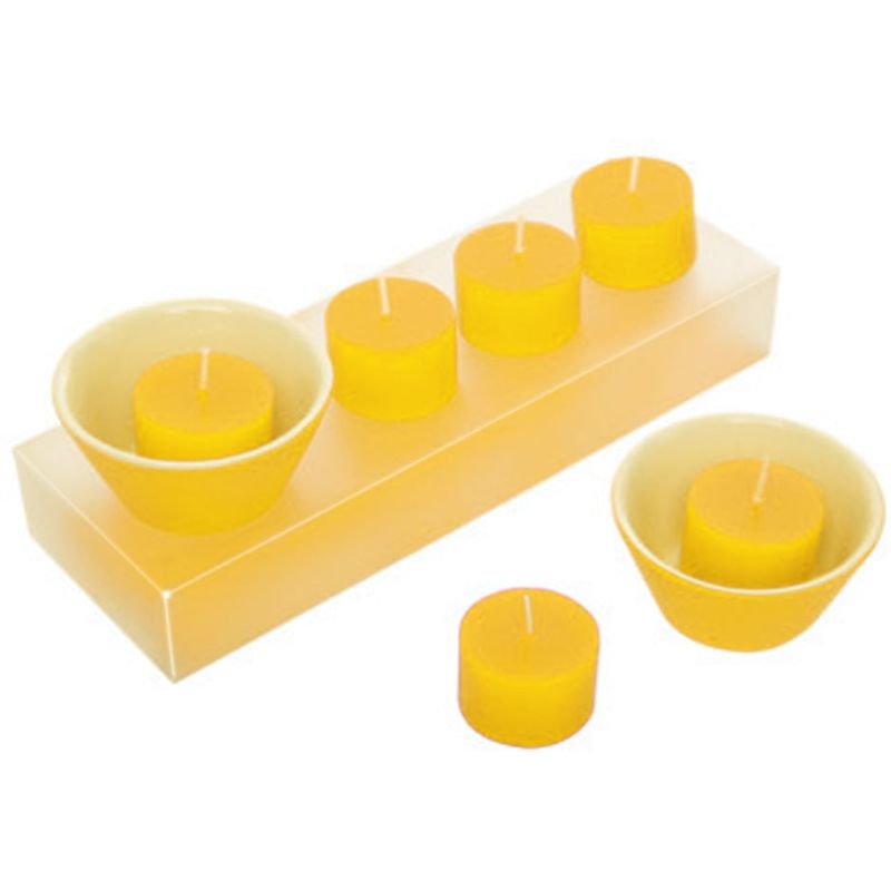 GENERICO - Set de 6 Velas de Color y 2 Portavelas de Cerámica