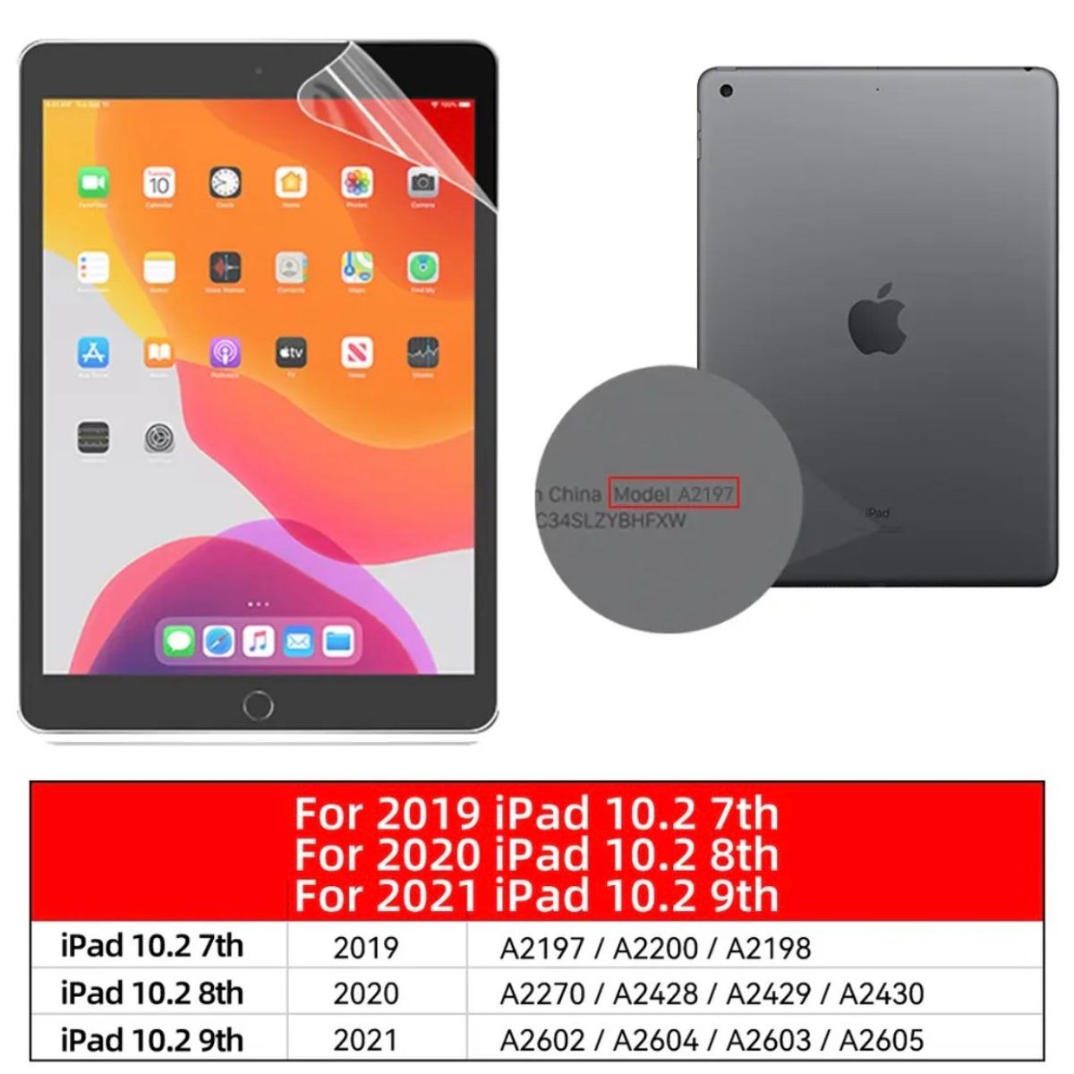 GENERICO - Fundas iPad Más Lámina De Vidrio Para iPad 10.2 (7/8/9gen) - Rojo
