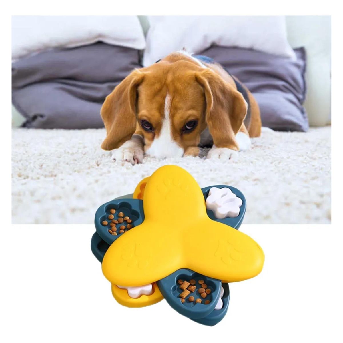 GENERICO - Plato Dispensador Alimentos Giratorio Interactivo Mascotas