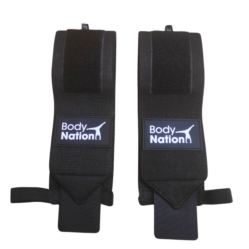BODY NATION - Par de Muñequeras Deportivas Elasticadas Black