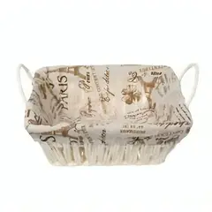 GENERICO - CESTA CANASTO DE MIMBRE DECORATIVO TELA INTERIOR 23X 23X 8CM 50253