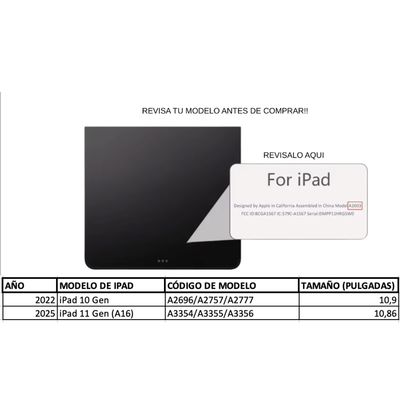 Imagen 2 del producto Fundas iPad Más Lámina Vidrio Para iPad 10 Gen/A16 (11GEN) - Negro