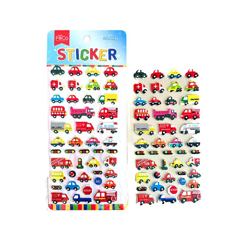GENERICO - STICKER INFANTIL AUTITOS X12 UNI