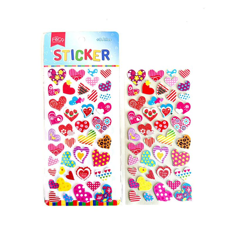 GENERICO - STICKER INFANTIL CORAZONES X12 UNI