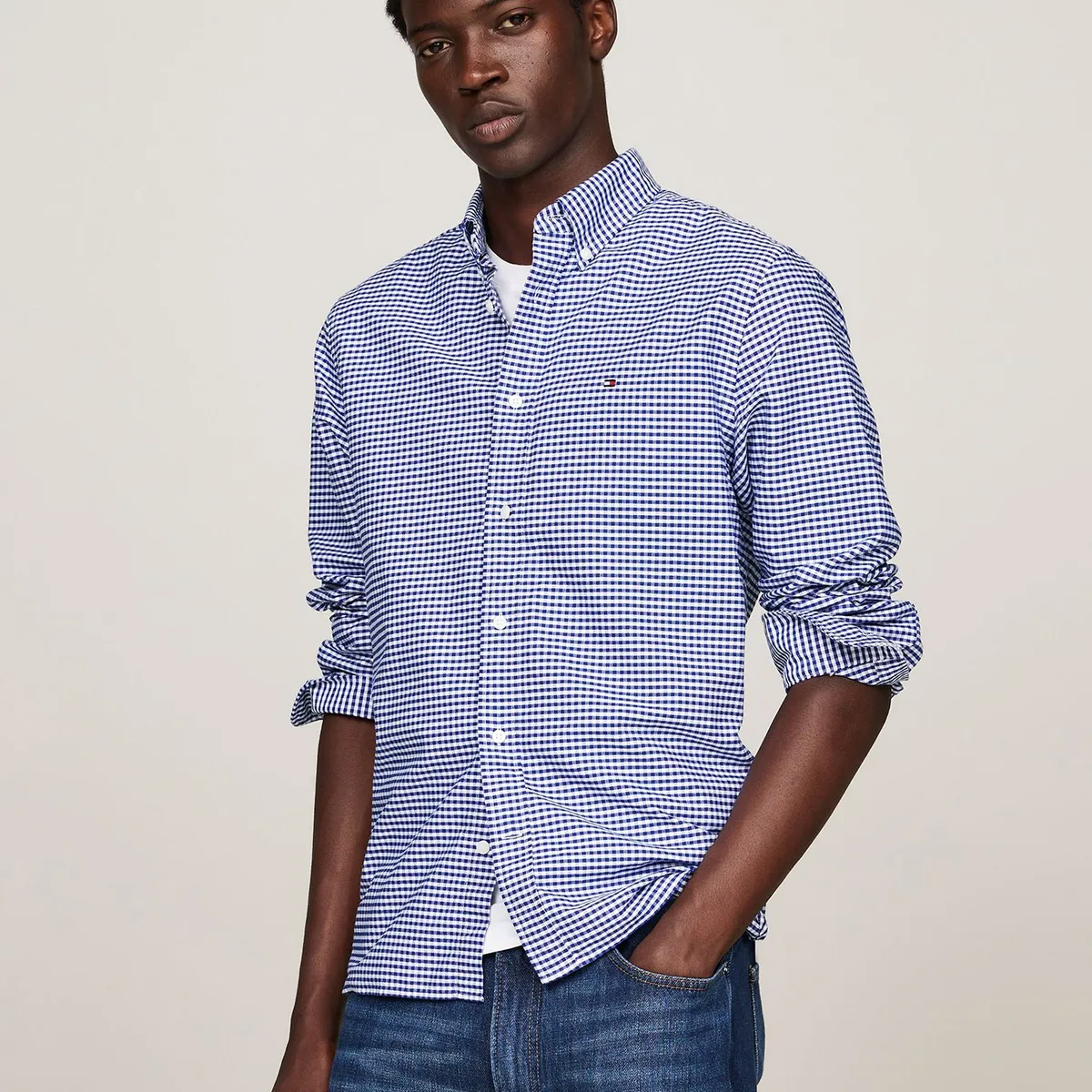 TOMMY HILFIGER - Camisa Heritage Oxford Gingham Regular Fit Azul Tommy Hilfiger