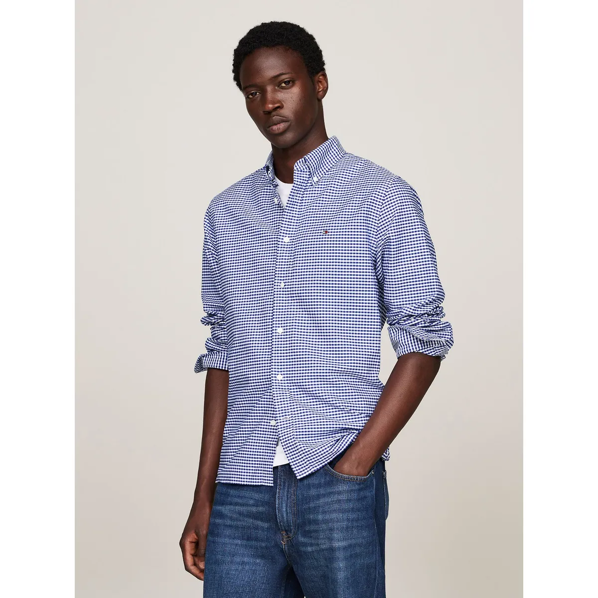 TOMMY HILFIGER - Camisa Heritage Oxford Gingham Regular Fit Azul Tommy Hilfiger