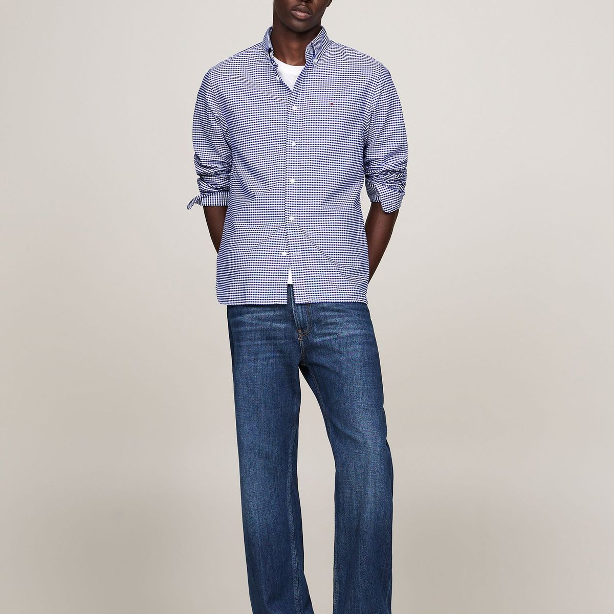 TOMMY HILFIGER - Camisa Heritage Oxford Gingham Regular Fit Azul Tommy Hilfiger