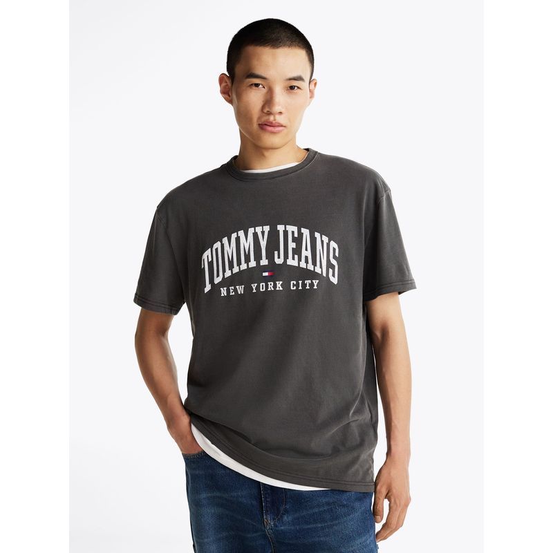 TOMMY HILFIGER - Polera Arc Varsity Logo Regular Fit Negro Tommy Hilfiger