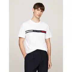 TOMMY HILFIGER - Polera Chest Insert Logo Blanco