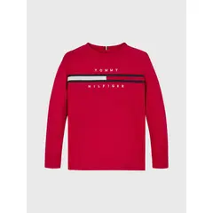 TOMMY HILFIGER - Polera De Niño Flag Rib Insert Rojo