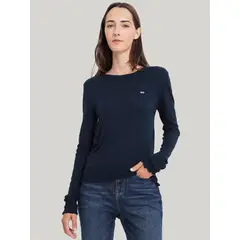 TOMMY HILFIGER - Polera Slub Soft Con Logo Azul