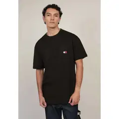 TOMMY HILFIGER - Polera De Corte Regular Con Bolsillo Negro