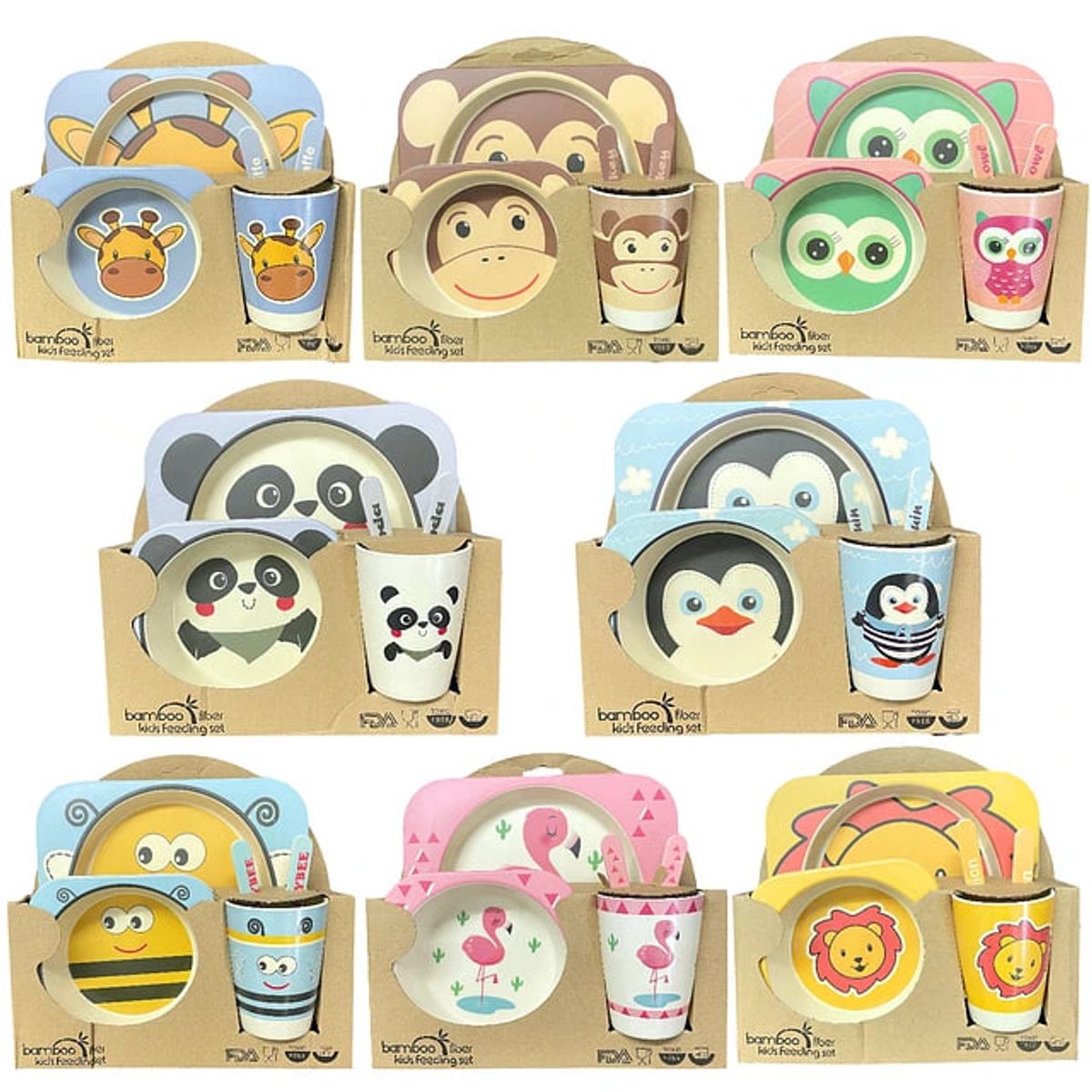 GENERICO - Set Platos Niños Cubiertos Tenedor Cuchara Y Vaso Colación