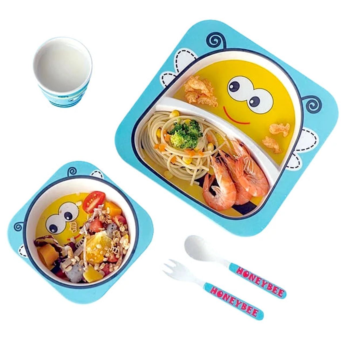 GENERICO - Set Platos Niños Cubiertos Tenedor Cuchara Y Vaso Colación