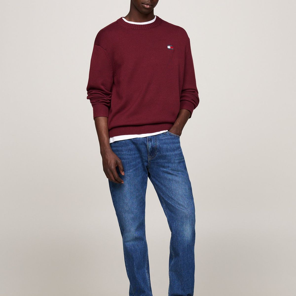 TOMMY HILFIGER - Sweater Con Logo De Parche Burdeo Tommy Hilfiger