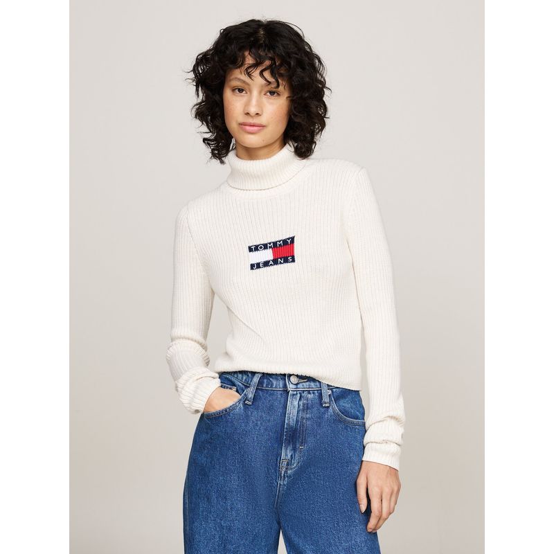 TOMMY HILFIGER - Sweater De Cuello Alto Slim Fit Beige Tommy Hilfiger
