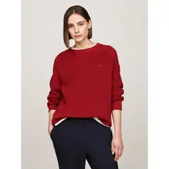 TOMMY HILFIGER - Sweater Relaxed De Manga Raglán Rojo