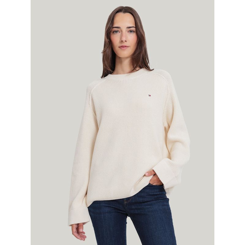 TOMMY HILFIGER - Sweater Relaxed De Manga Raglán Beige Tommy Hilfiger