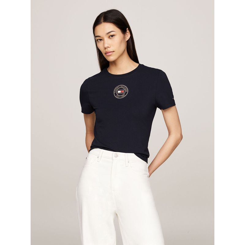 TOMMY HILFIGER - Polera Nautical Graphic Logo Slim Fit Azul Tommy Hilfiger
