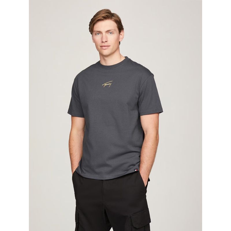 TOMMY HILFIGER - Polera Gold Signature Regular Fit Gris Tommy Hilfiger